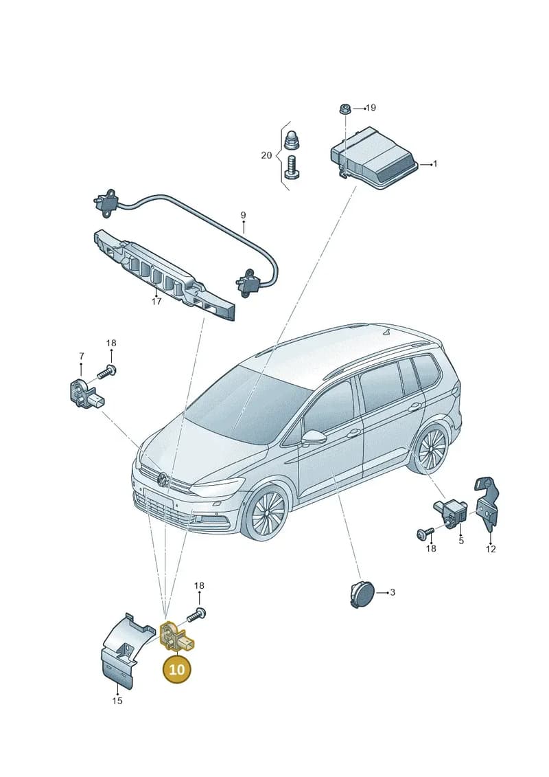 3WA959360 — Volkswagen Touran (2015-2025) diagram 869959300, position 10