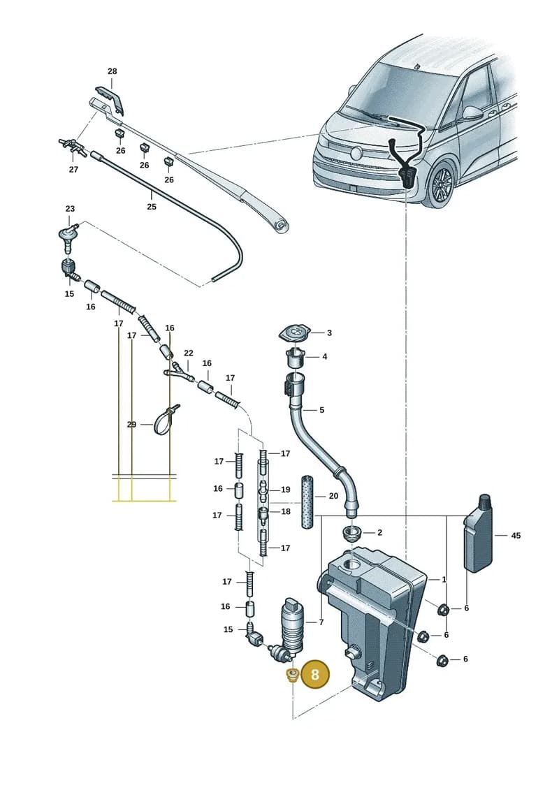 431955465 — Volkswagen Multivan (2021-) diagram 7t0955100, position 8