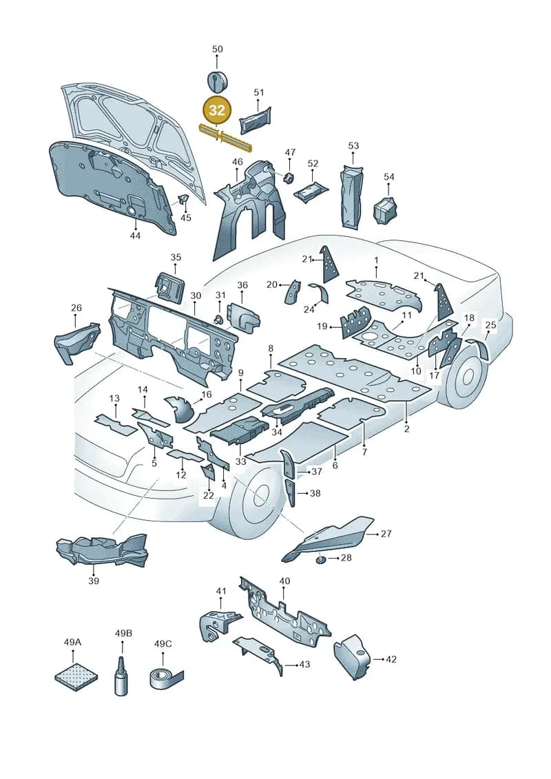 4B0863949 — Volkswagen Phaeton 4motion (2010-2016) diagram 258863200, position 32
