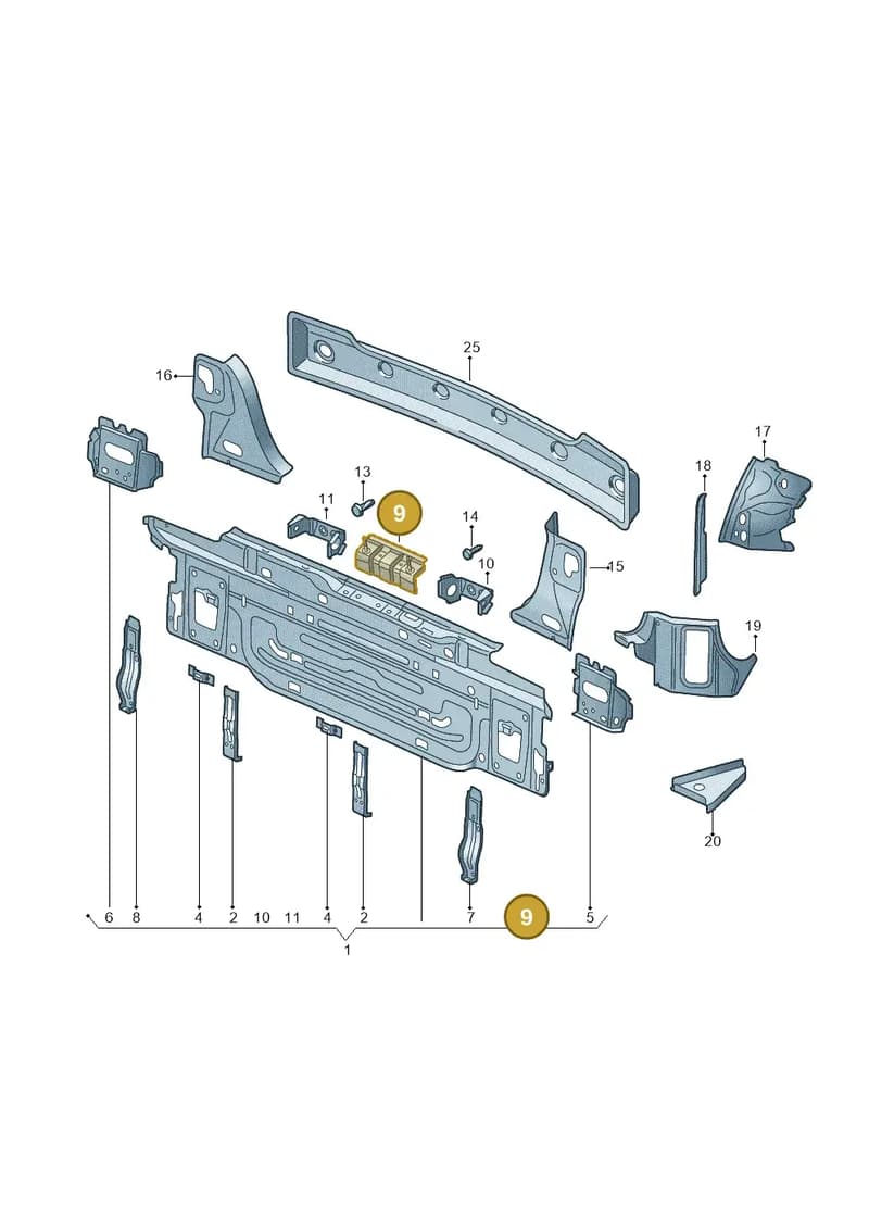 510813323 — Volkswagen Golf Sportsvan 1.6 (2014-2020) diagram 780813000, position 9