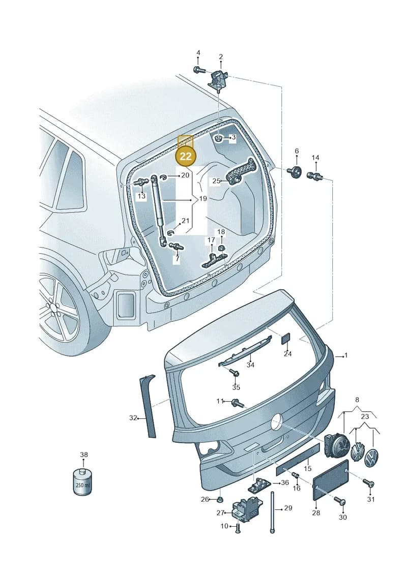 510827705A — Volkswagen Golf Sportsvan (2014-2020) diagram 780827100, position 22