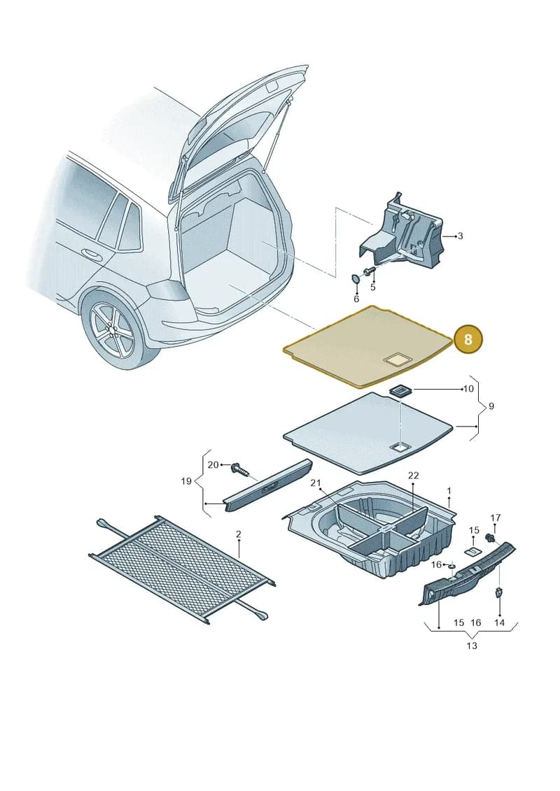 510862607CYA — Volkswagen Golf Sportsvan (2014-2020) diagram 780863800, position 8