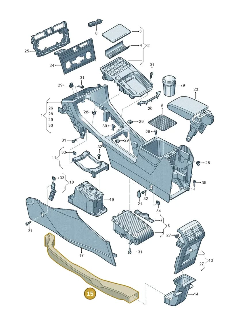 510864253 — Volkswagen Golf Sportsvan 1.6 (2014-2020) diagram 780863050, position 15
