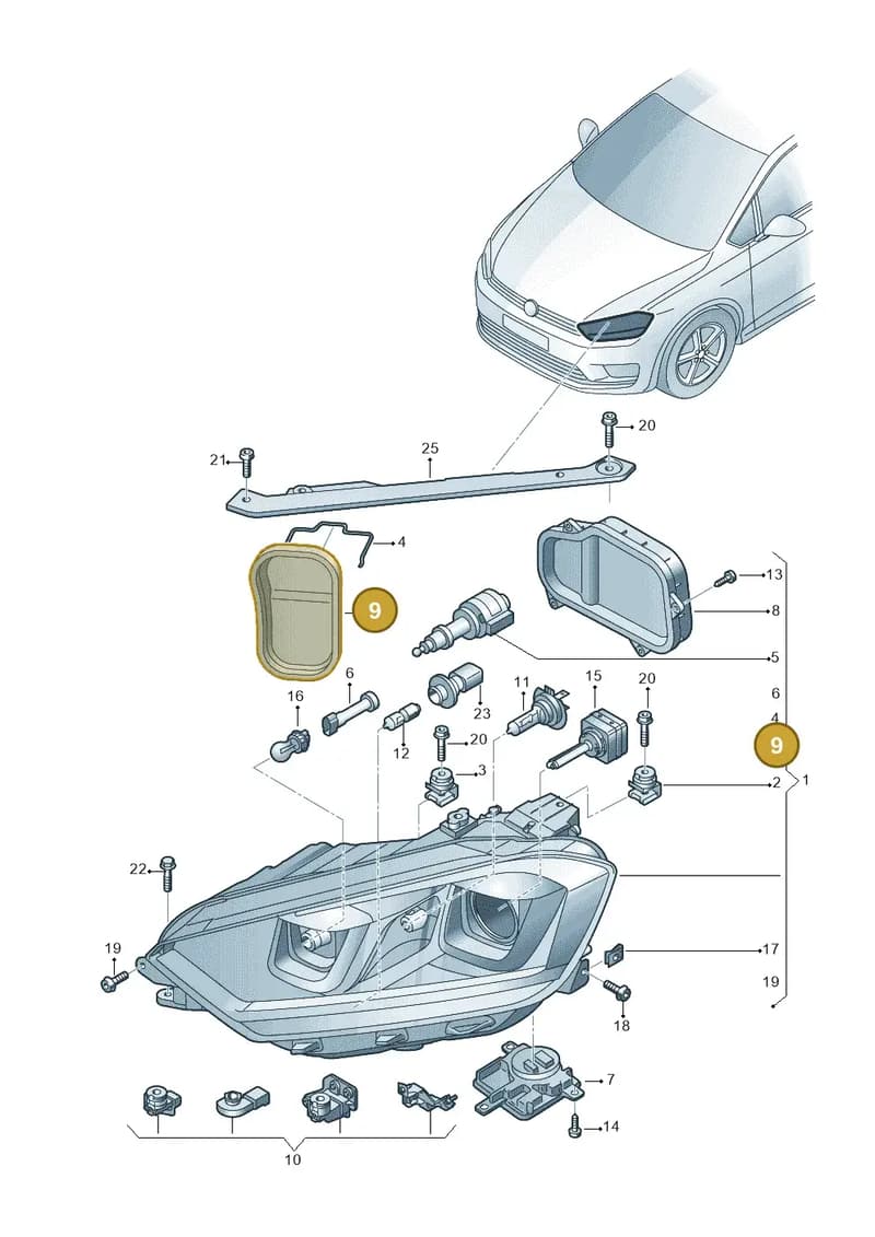 510941607C — Volkswagen Golf Sportsvan (2014-2020) diagram 780941100, position 9
