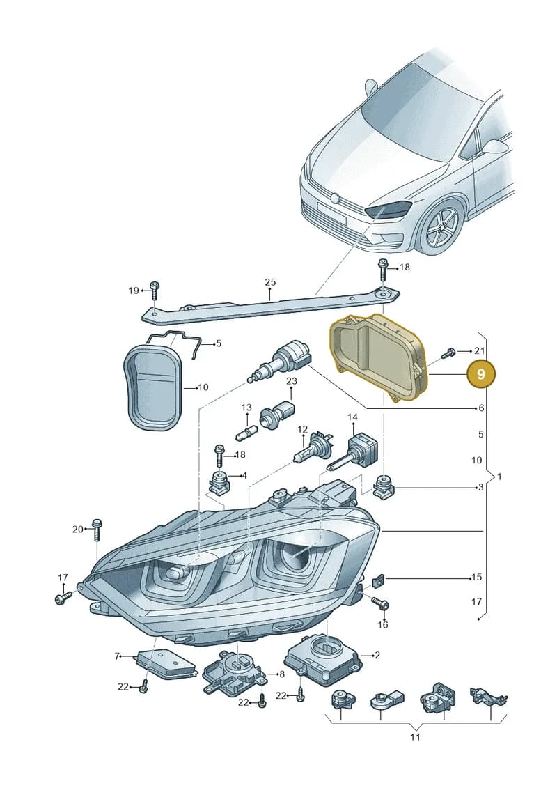 510941608B — Volkswagen Golf Sportsvan (2014-2020) diagram 780941200, position 9