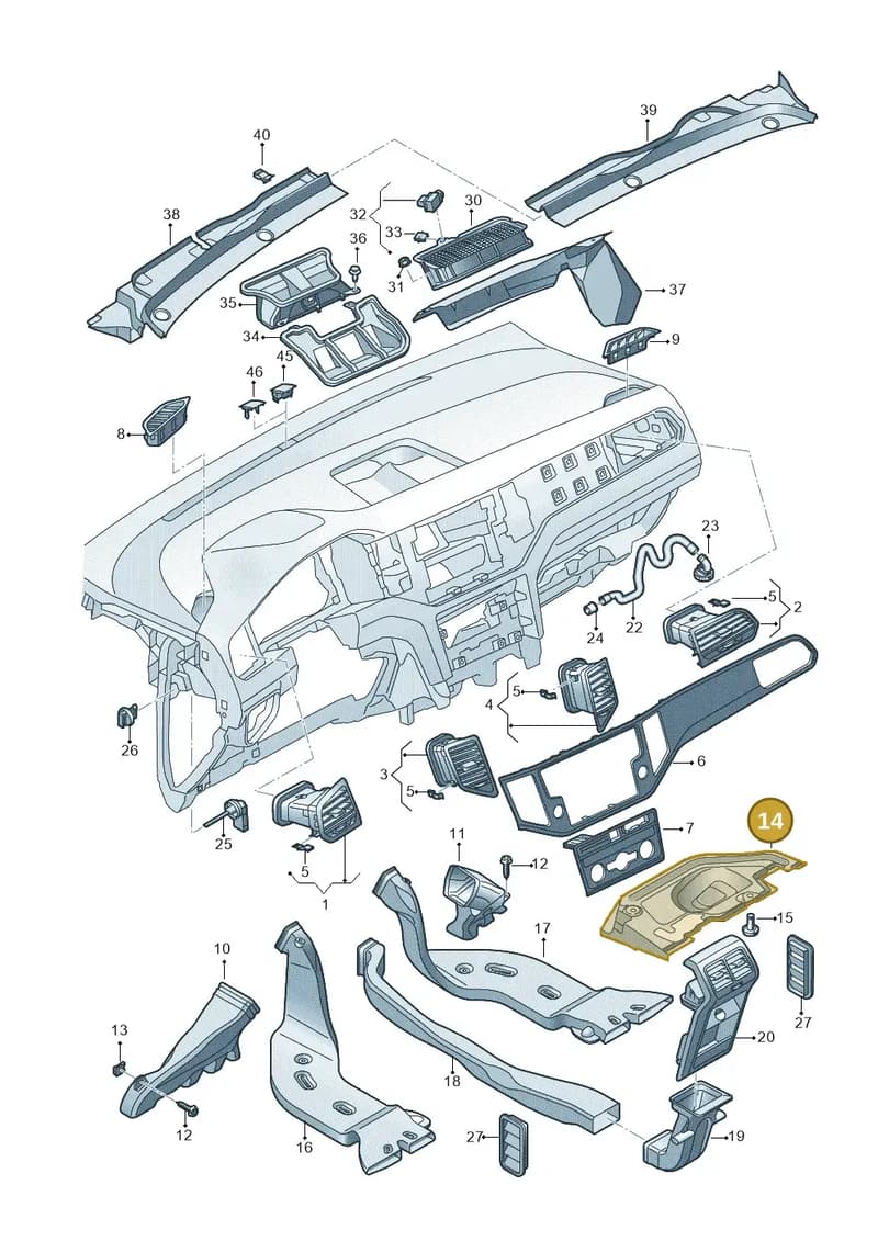 518819593C — Volkswagen Golf Sportsvan (2014-2020) diagram 780819300, position 14