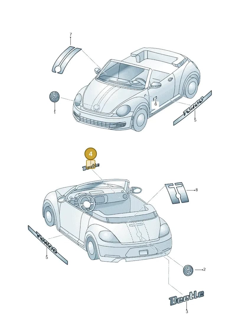 5C1853670B739 — Volkswagen Beetle Cabriolet (2016-2019) diagram 716853200, position 4