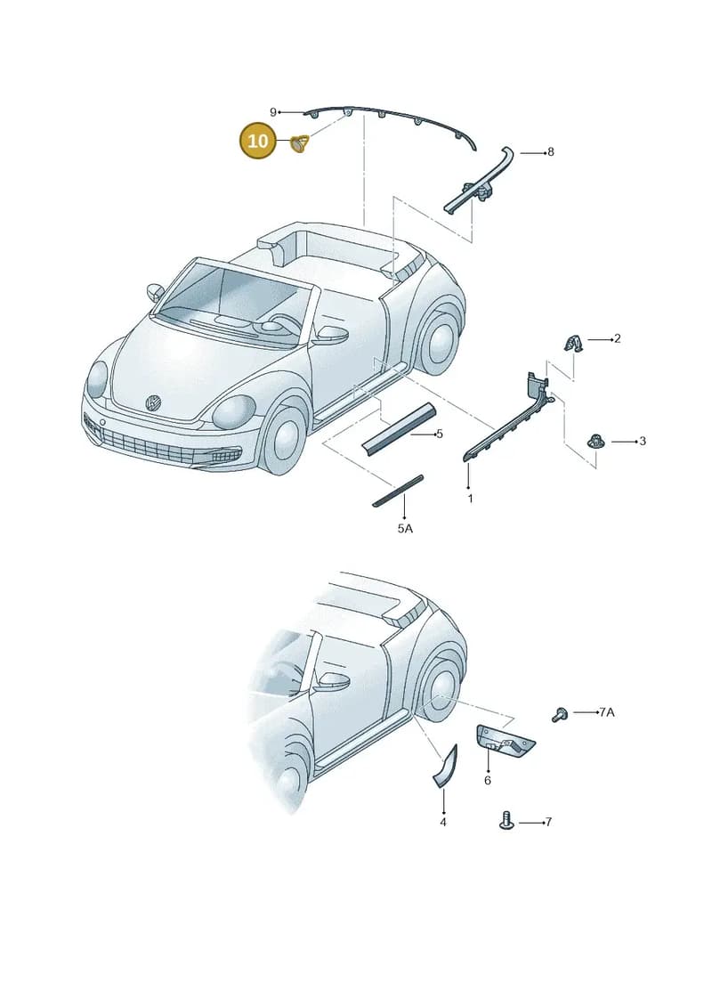 5C3853585 — Volkswagen Beetle Cabriolet (2016-2019) diagram 716853100, position 10