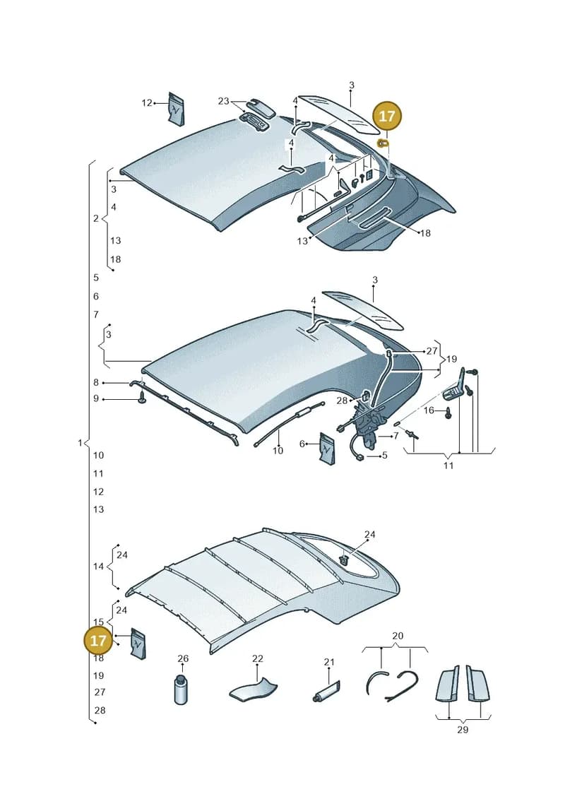 5C3853586A — Volkswagen Beetle Cabriolet (2016-2019) diagram 802871000, position 17