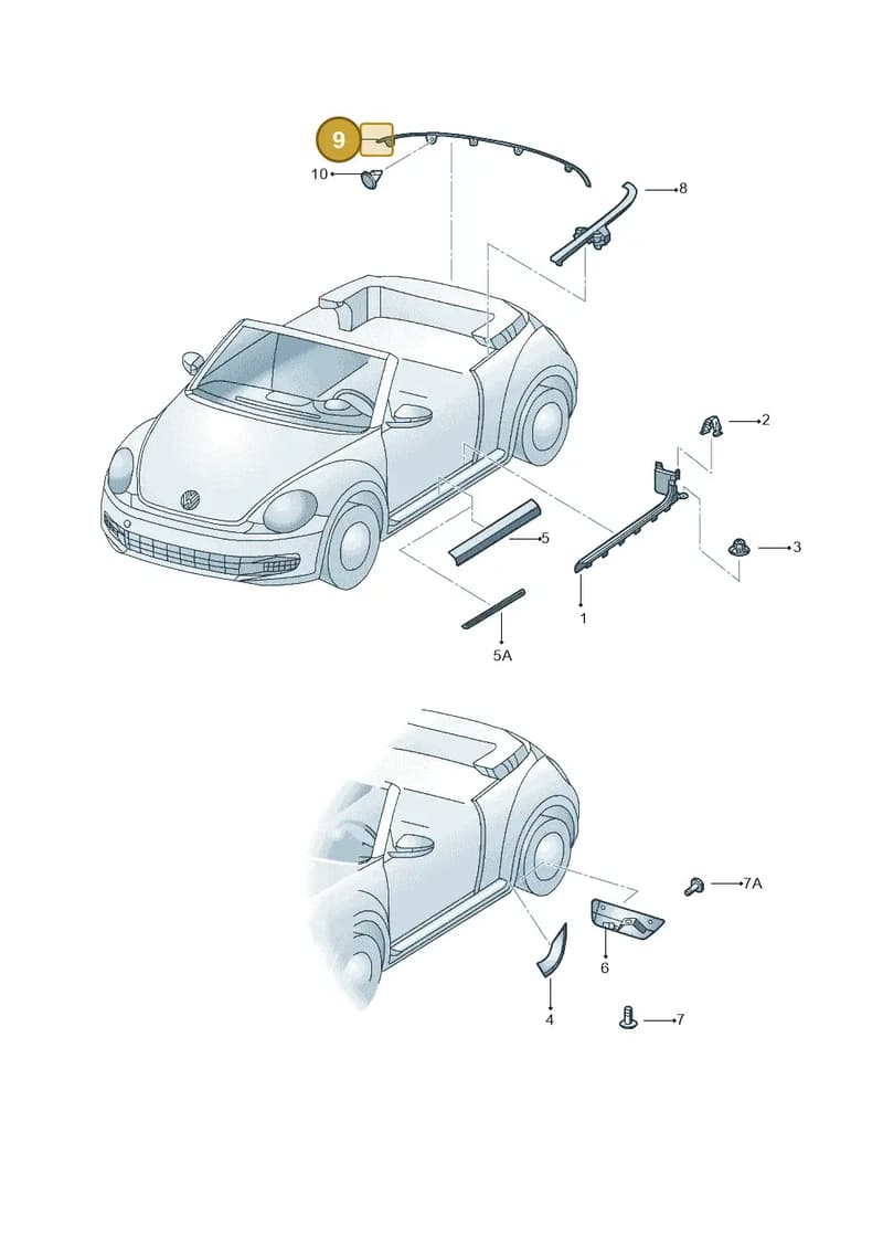 5C3853981G7Z7 — Volkswagen Beetle Cabriolet (2016-2019) diagram 716853100, position 9