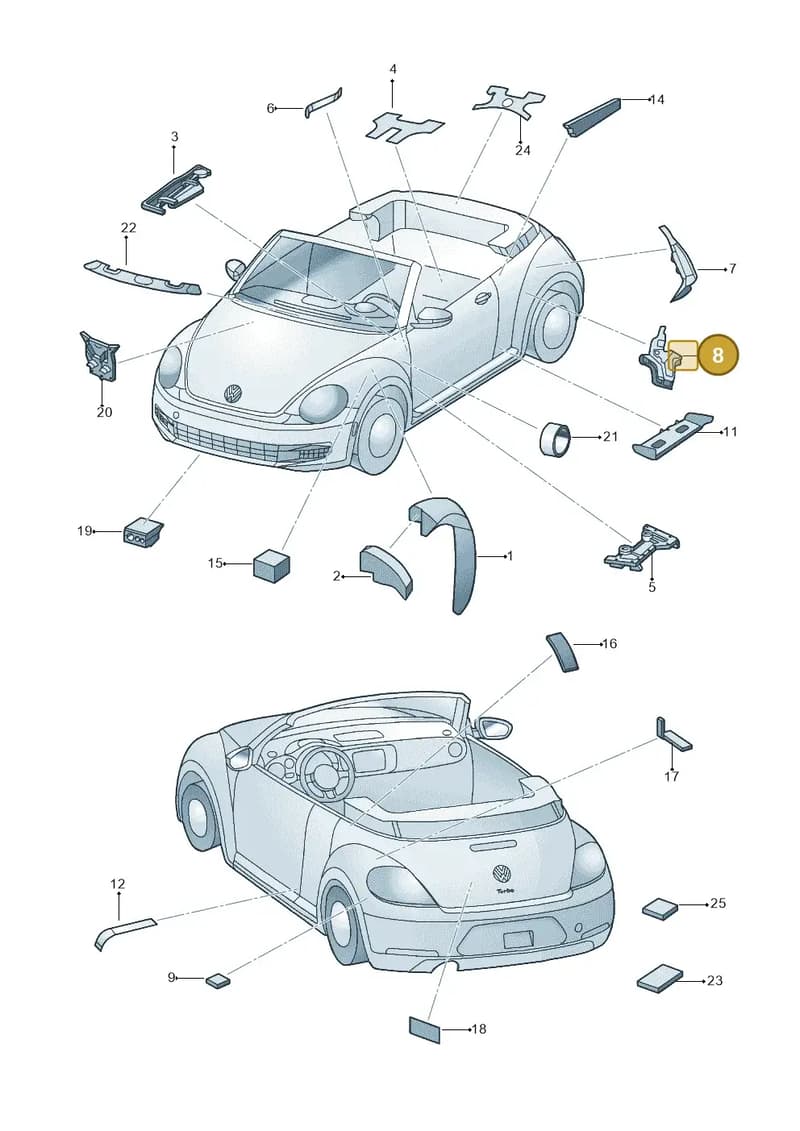5C3864629B — Volkswagen Beetle Cabriolet (2016-2019) diagram 716864000, position 8