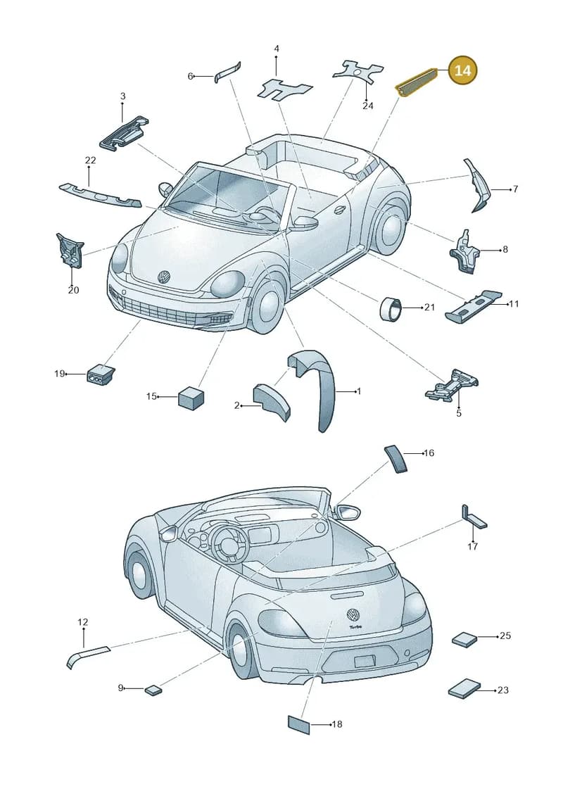 5C3864721 — Volkswagen Beetle Cabriolet (2016-2019) diagram 716864000, position 14