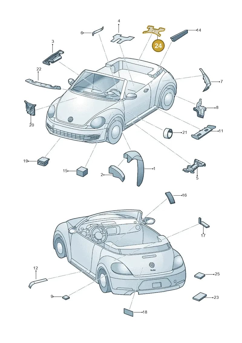 5C3864971 — Volkswagen Beetle Cabriolet (2016-2019) diagram 716864000, position 24