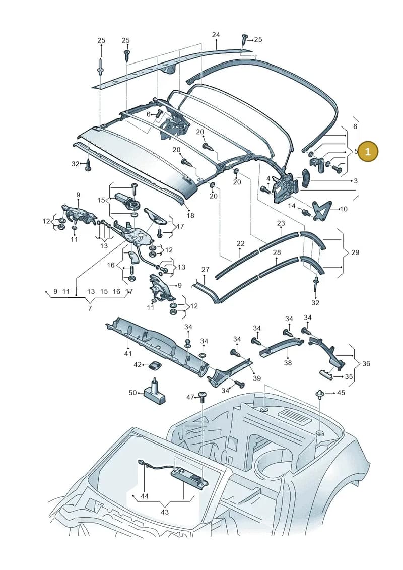 5C3871025A — Volkswagen Beetle Cabriolet (2016-2019) diagram 716871100, position 1