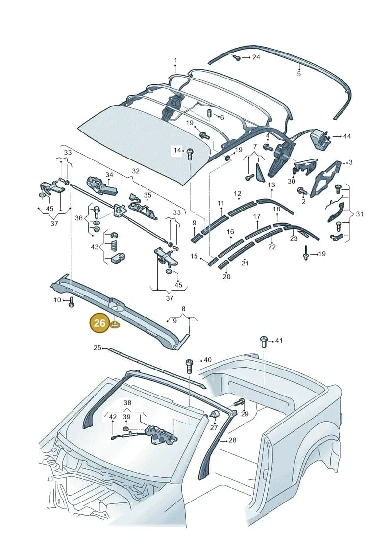 5C3871143 — Volkswagen T-Roc Cabriolet (2019-2025) diagram 718871100, position 26