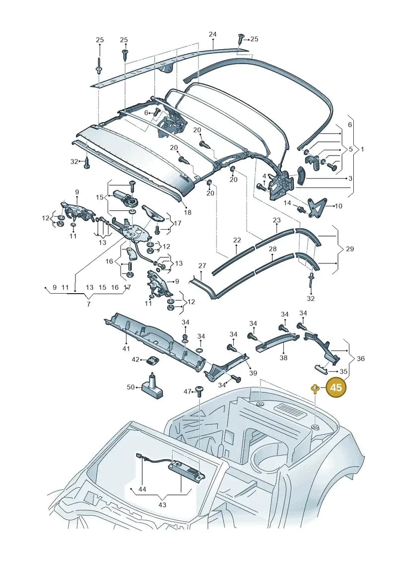 5C3871159 — Volkswagen Beetle Cabriolet (2016-2019) diagram 716871100, position 45