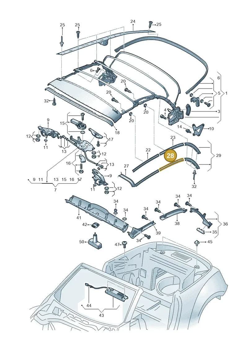 5C3871362 — Volkswagen Beetle Cabriolet (2016-2019) diagram 716871100, position 28