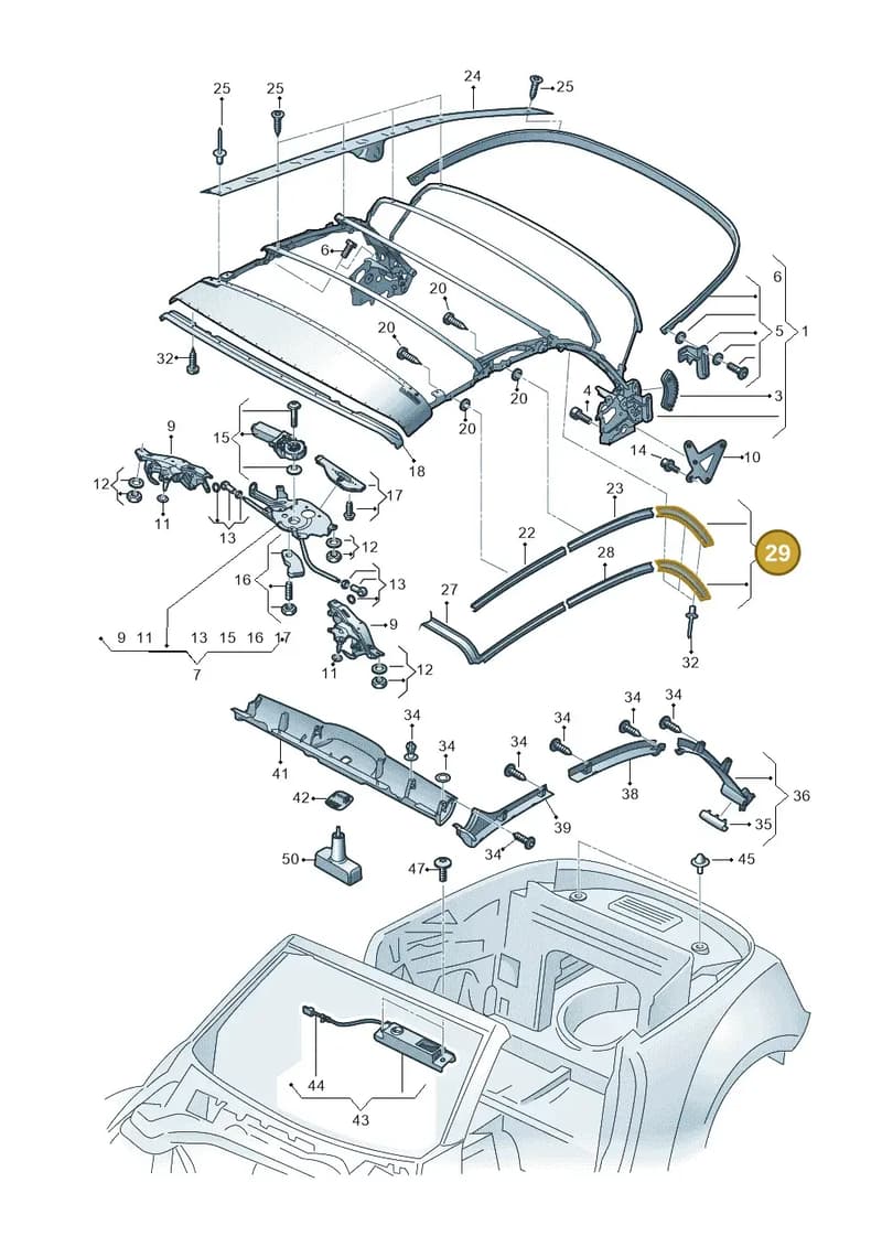 5C3871455 — Volkswagen Beetle Cabriolet (2016-2019) diagram 716871100, position 29