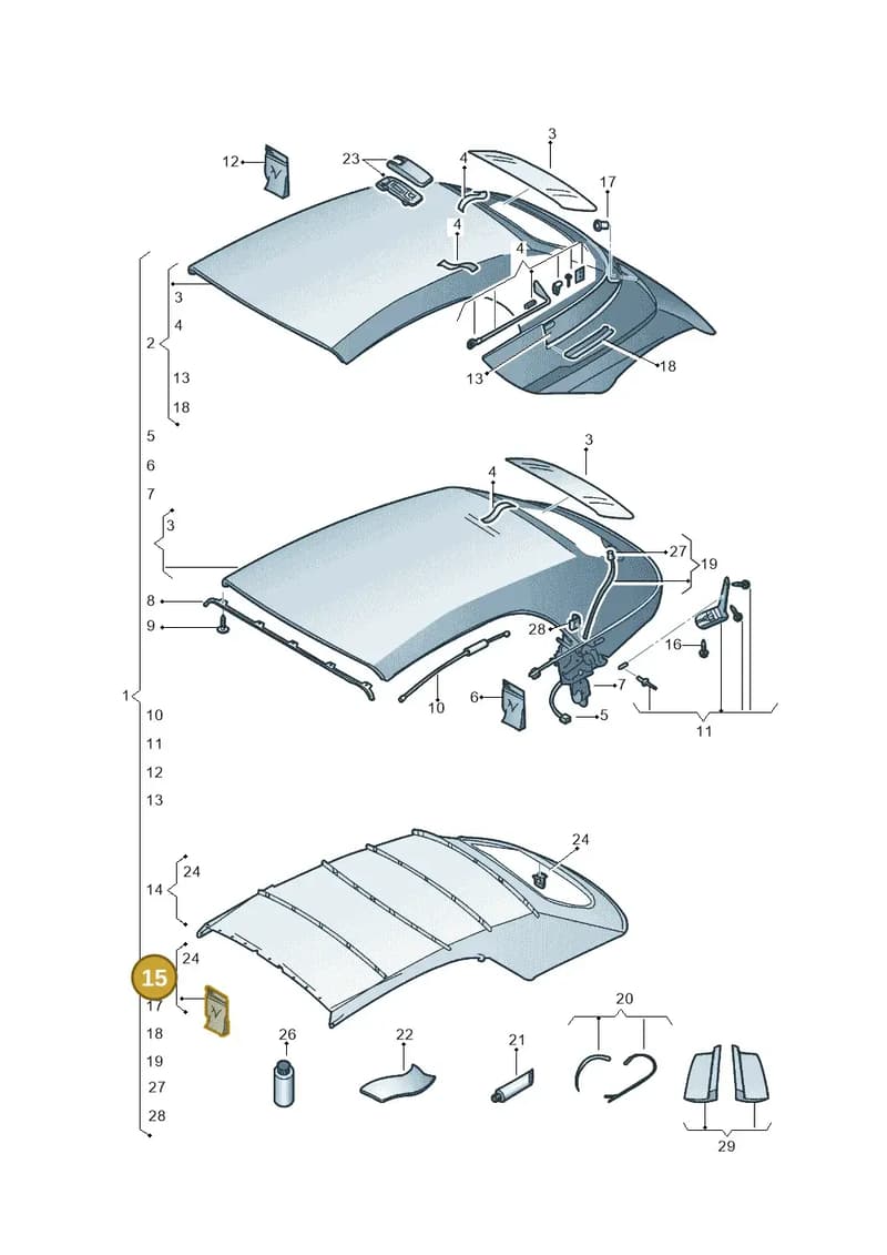 5C3898026 — Volkswagen Beetle Cabriolet (2016-2019) diagram 802871000, position 15