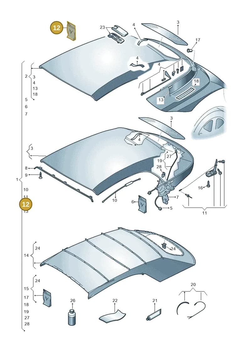 5C3898107 — Volkswagen New beetle cabriolet (2011-2016) diagram 716871000, position 12