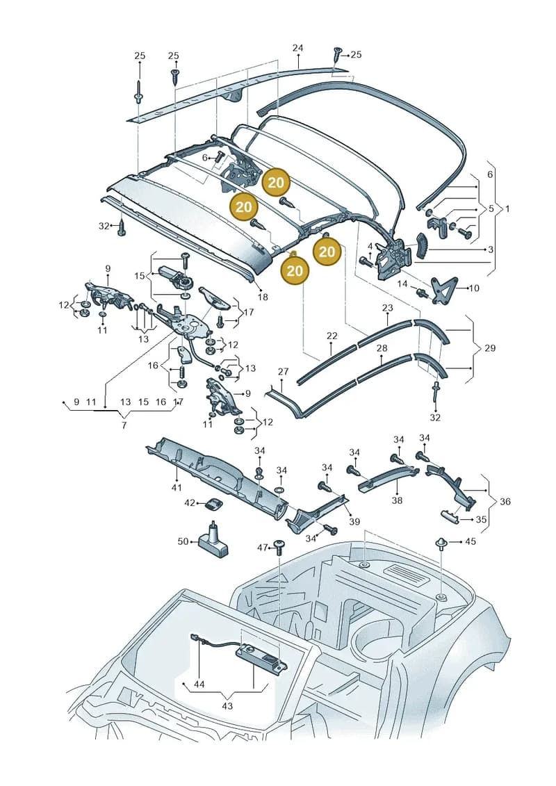 5C3898109 — Volkswagen Beetle Cabriolet (2016-2019) diagram 716871100, position 20