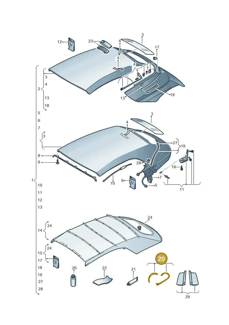 5C3898119 — Volkswagen Beetle Cabriolet (2016-2019) diagram 802871000, position 20