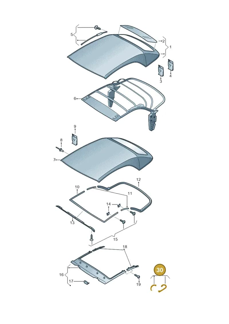 5C3898119 — Audi A5 Cabriolet (2016-2025) diagram 848871000, position 30