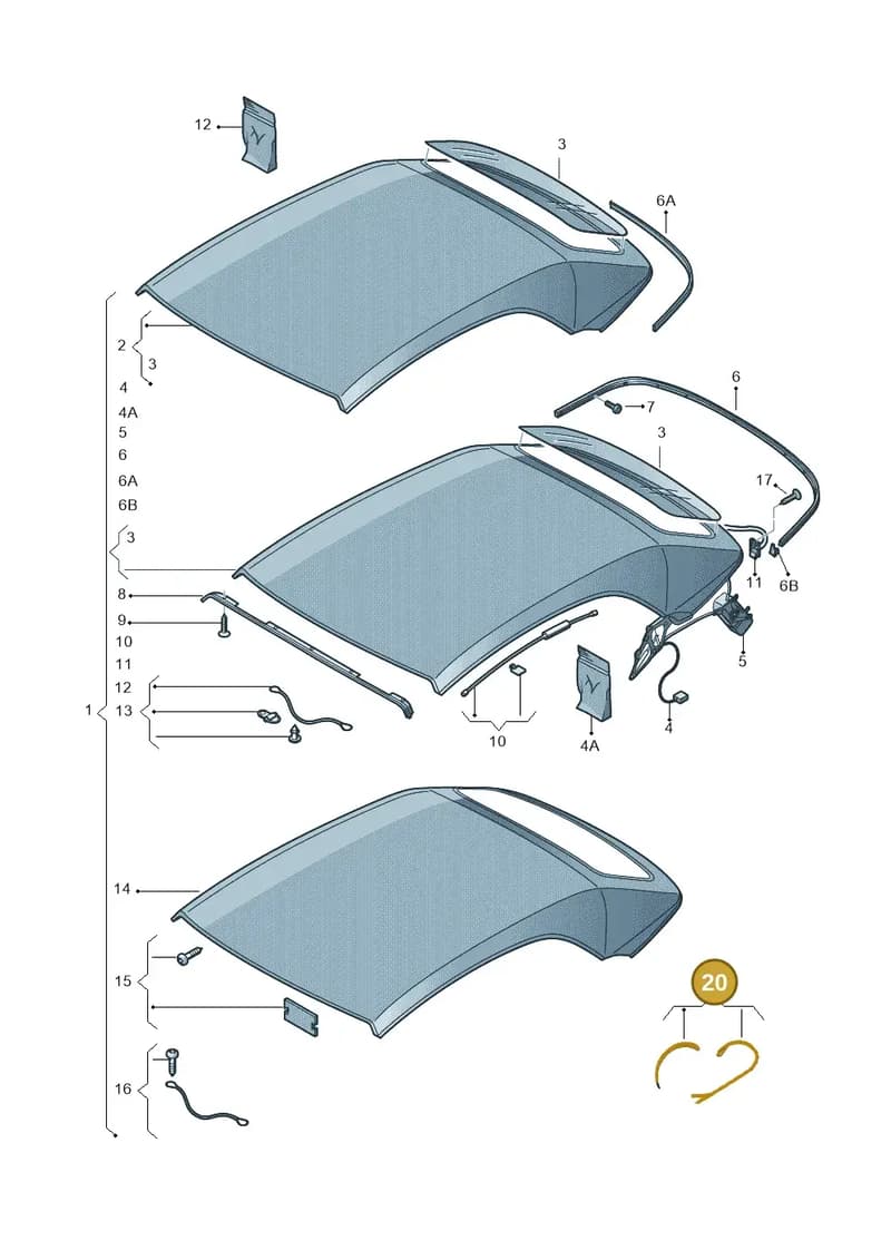 5C3898119 — Volkswagen T-Roc Cabriolet (2019-2025) diagram 718871000, position 20