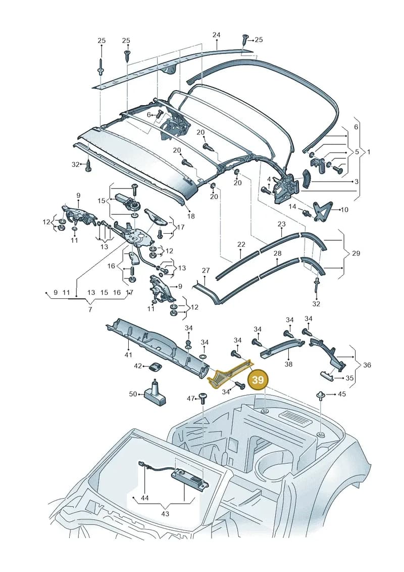 5C3898242 — Volkswagen Beetle Cabriolet (2016-2019) diagram 716871100, position 39