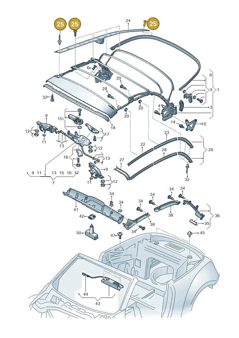 5C3898260 — Volkswagen Beetle Cabriolet (2016-2019) diagram 716871100, position 25