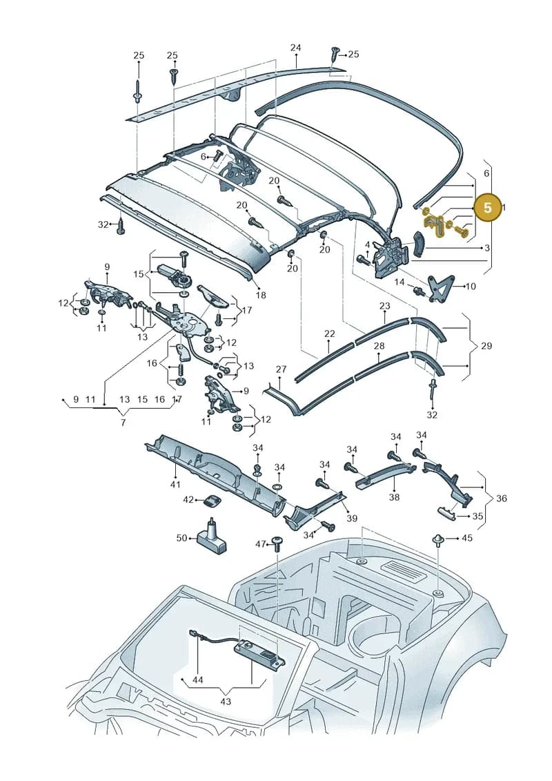 5C3898553 — Volkswagen Beetle Cabriolet (2016-2019) diagram 716871100, position 5