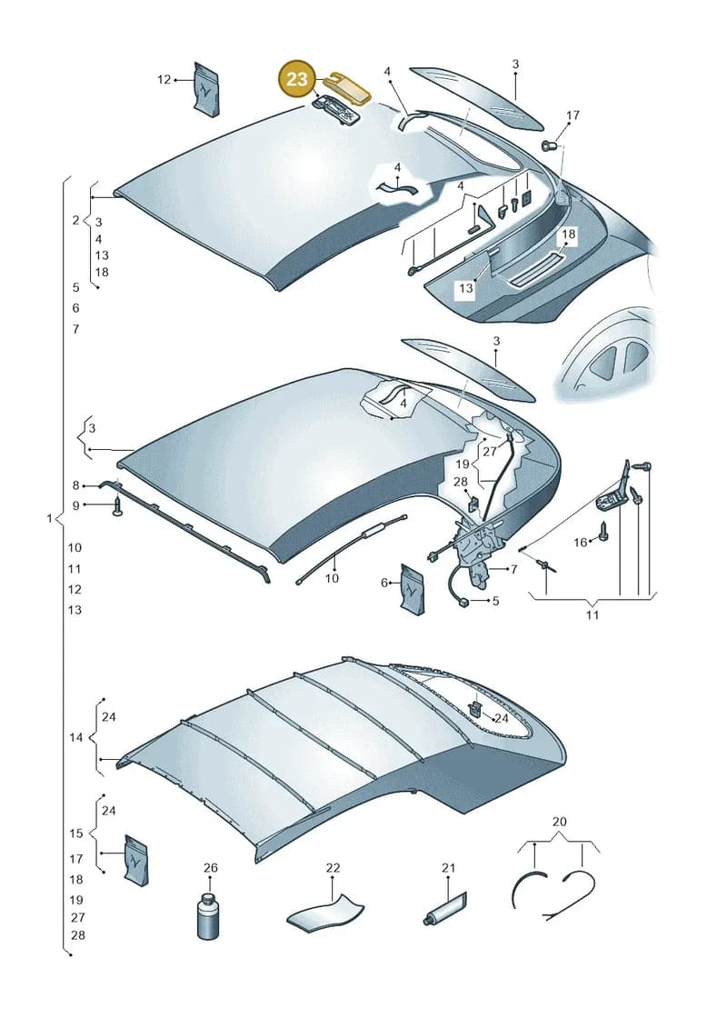 5C3898633 — Volkswagen New beetle cabriolet (2011-2016) diagram 716871000, position 23