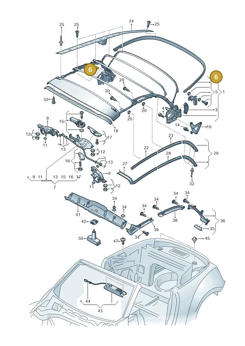 5C3898814 — Volkswagen Beetle Cabriolet (2016-2019) diagram 716871100, position 6
