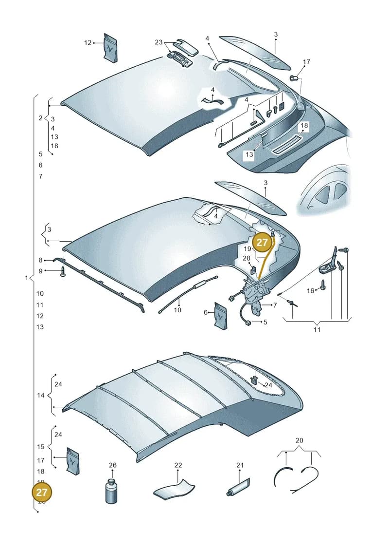 5C3898822 — Volkswagen New beetle cabriolet (2011-2016) diagram 716871000, position 27