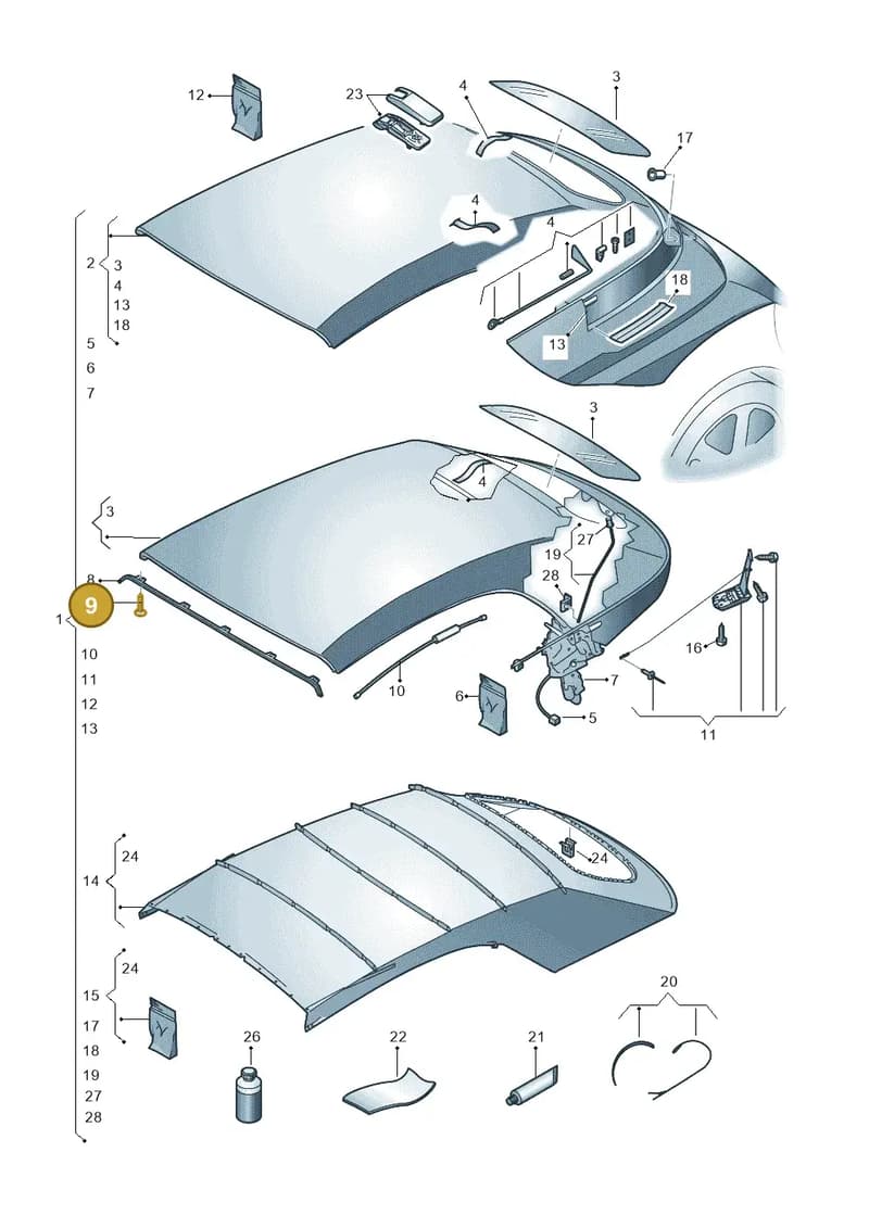 5C3898879 — Volkswagen New beetle cabriolet (2011-2016) diagram 716871000, position 9