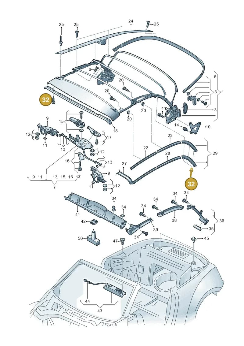 5C3898879 — Volkswagen Beetle Cabriolet (2016-2019) diagram 716871100, position 32