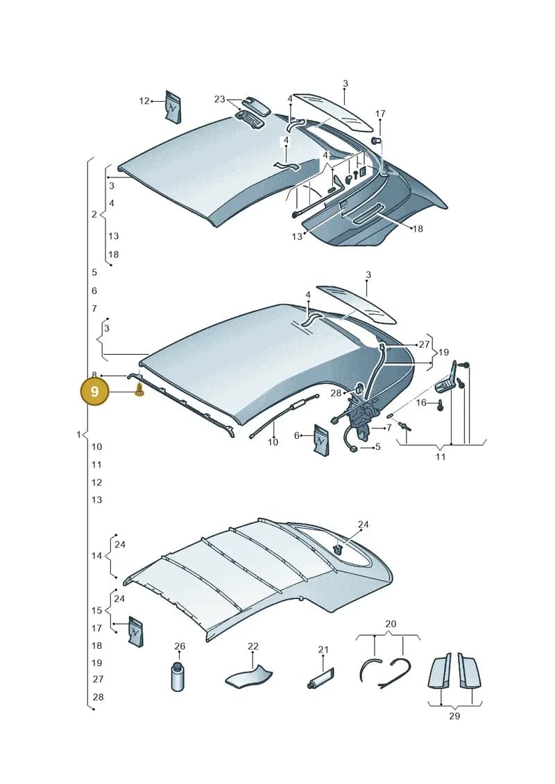 5C3898879 — Volkswagen Beetle Cabriolet (2016-2019) diagram 802871000, position 9