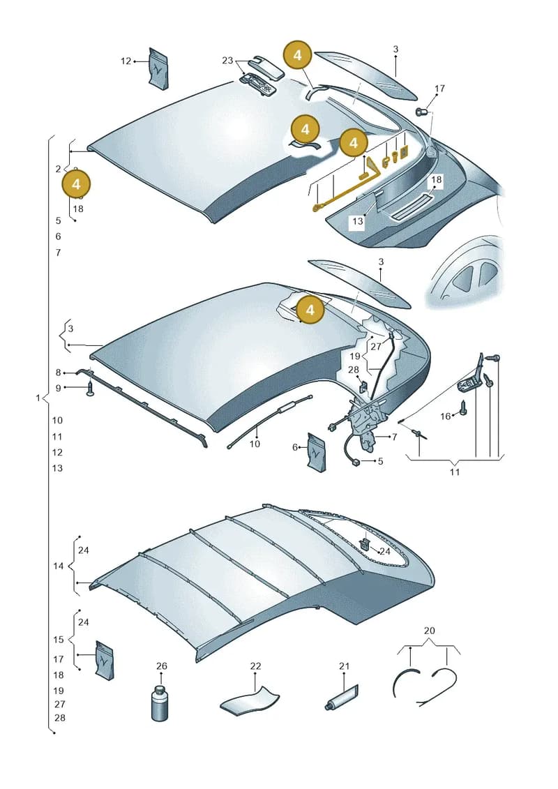 5C3898924 — Volkswagen New beetle cabriolet (2011-2016) diagram 716871000, position 4