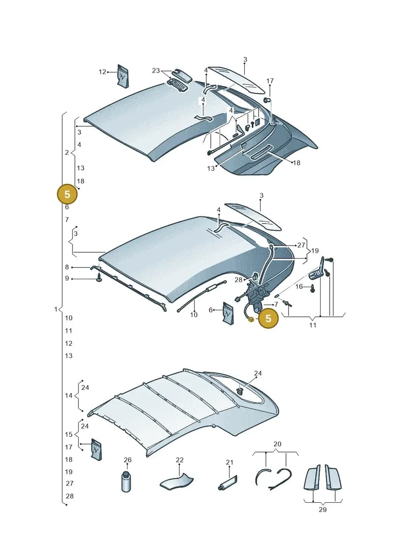 5C3998785A — Volkswagen Beetle Cabriolet (2016-2019) diagram 802871000, position 5
