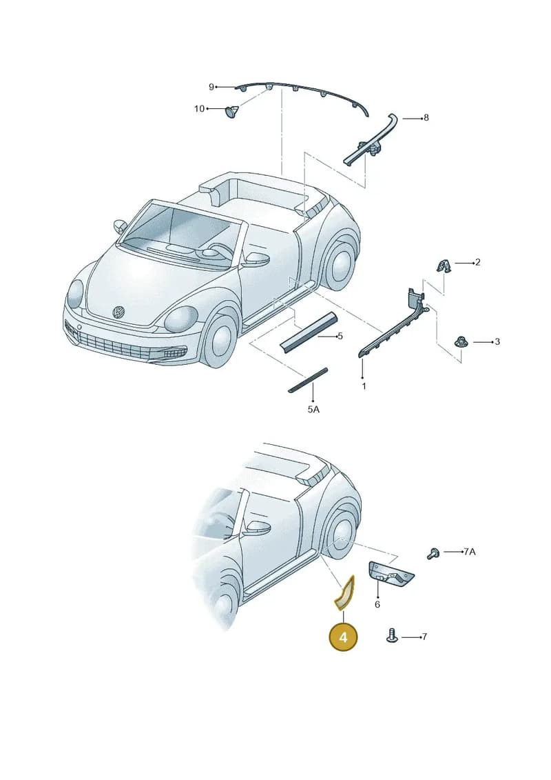 5C5821714B — Volkswagen Beetle Cabriolet (2016-2019) diagram 716853100, position 4