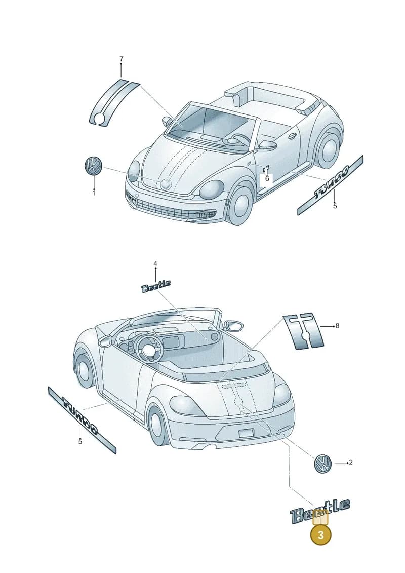 5C5853687L739 — Volkswagen Beetle Cabriolet (2016-2019) diagram 716853200, position 3