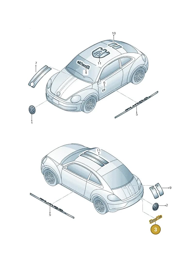 5C5853687Q739 — Volkswagen Beetle (2016-2019) diagram 715853200, position 3
