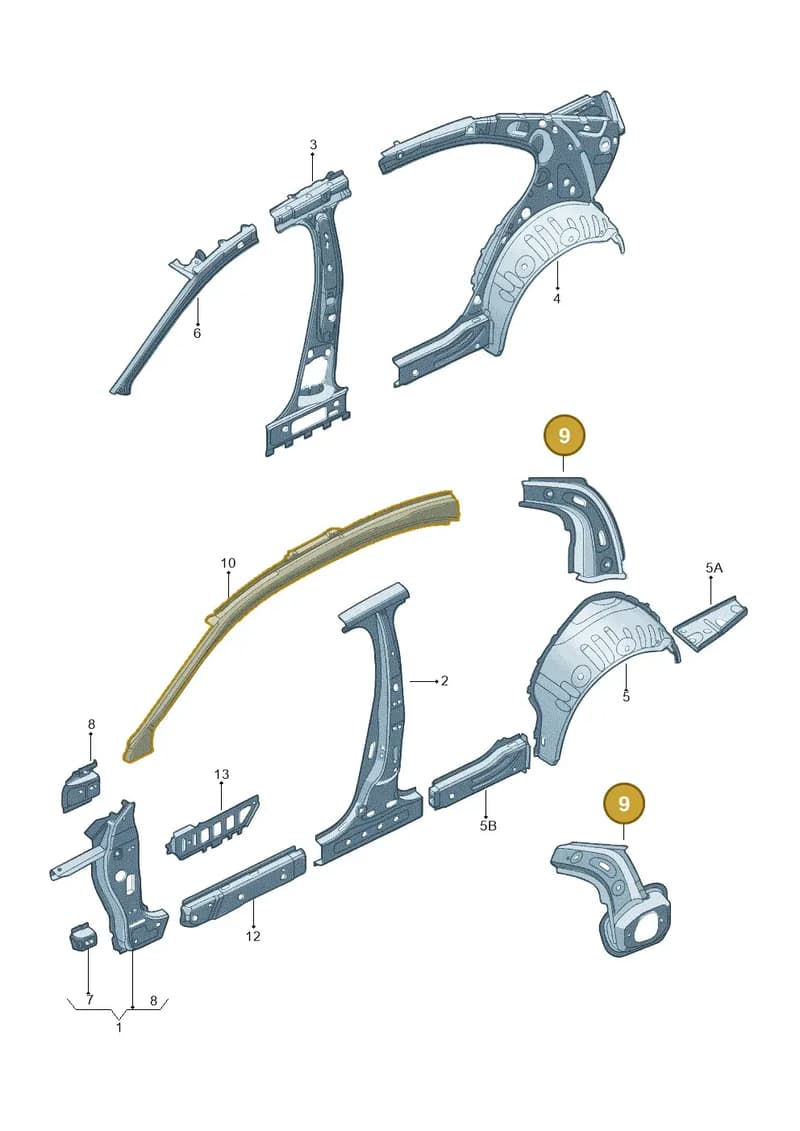 5C6809263 — Volkswagen Jetta 1.4 (2013-2015) diagram 692809000, position 9
