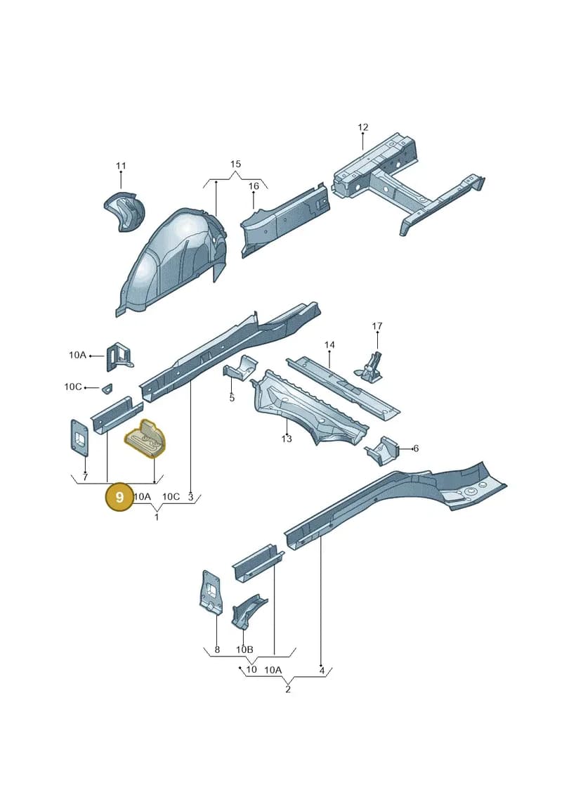 5C6813225 — Volkswagen Jetta 2.0 (2015-2015) diagram 692803200, position 9