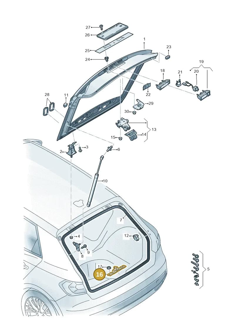 5G0827517G — Audi A1 Sportback (2018-2025) diagram 592827000, position 16