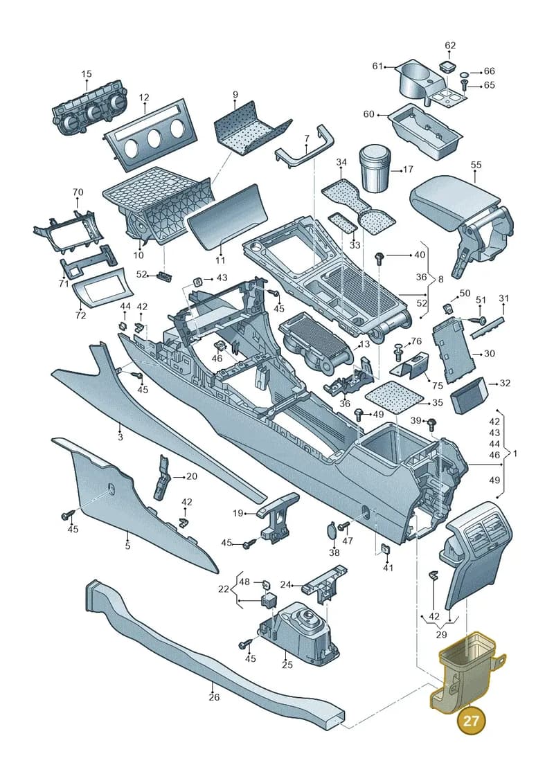 5G0863250B — Volkswagen Golf (2016-2020) diagram 763863550, position 27