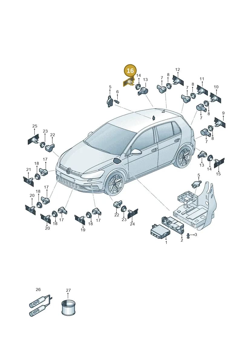 5G0919398B — Volkswagen Golf (2016-2020) diagram 827919000, position 16