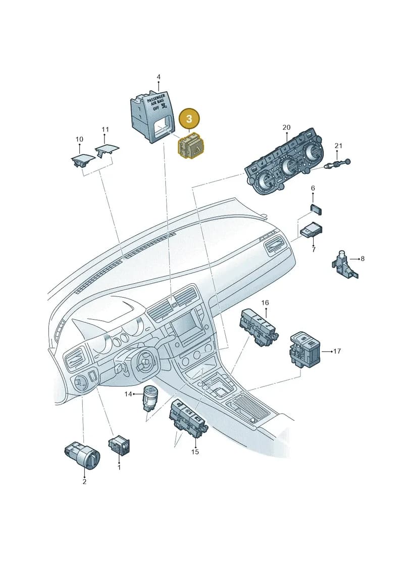 5G0953509A — Volkswagen Golf (2016-2020) diagram 746941500, position 3