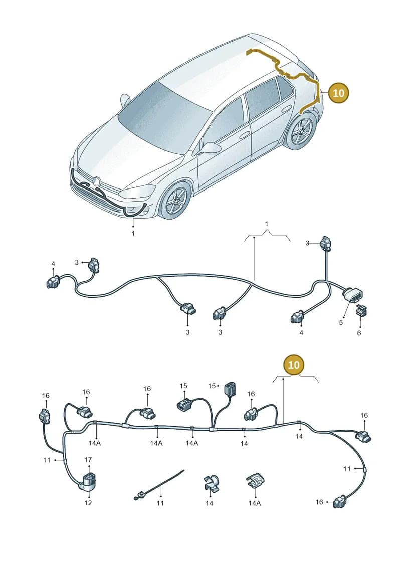 5G0971104AE — Volkswagen Golf (2015-2019) diagram 867971900, position 10