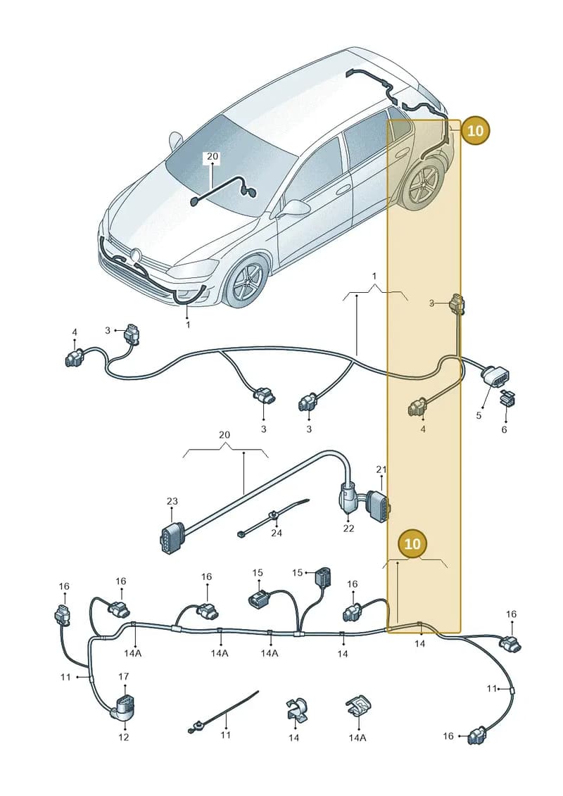 5G0971104AF — Volkswagen Golf (2016-2020) diagram 746971900, position 10